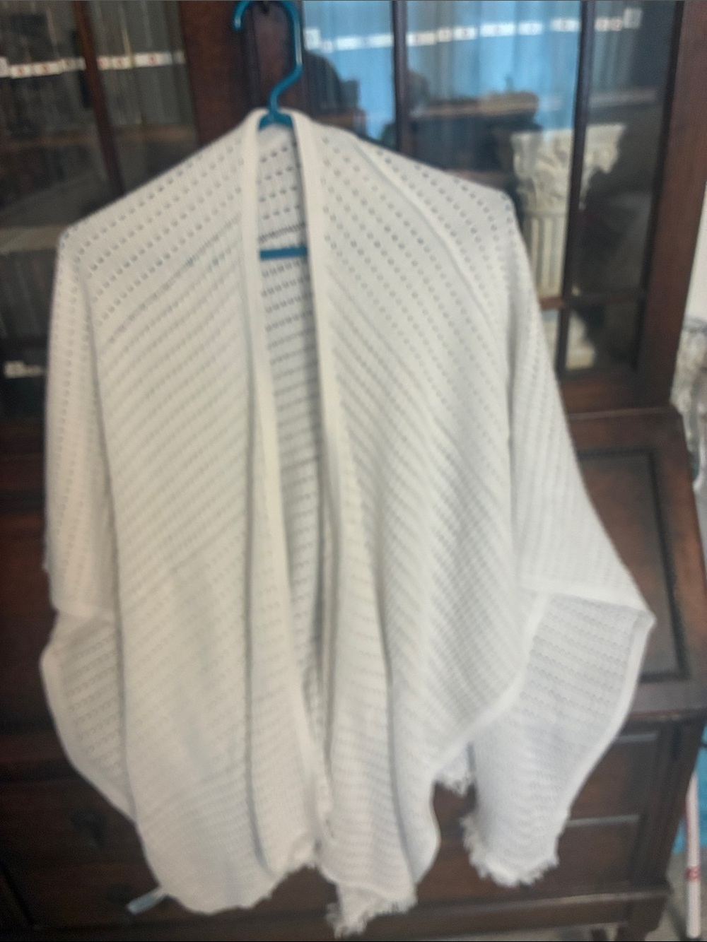 Lightweight Open-Knit White Women's Sweater Wrap